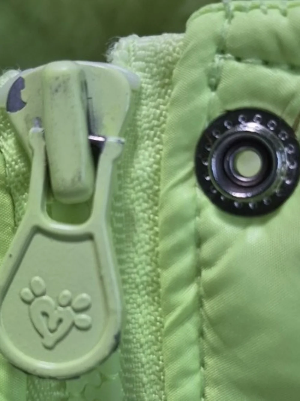 Justice Neon Green Puffer Jacket with Faux Fur Hood